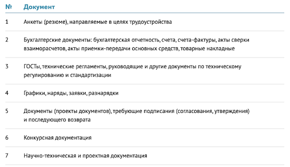 Входящие документы без регистрации