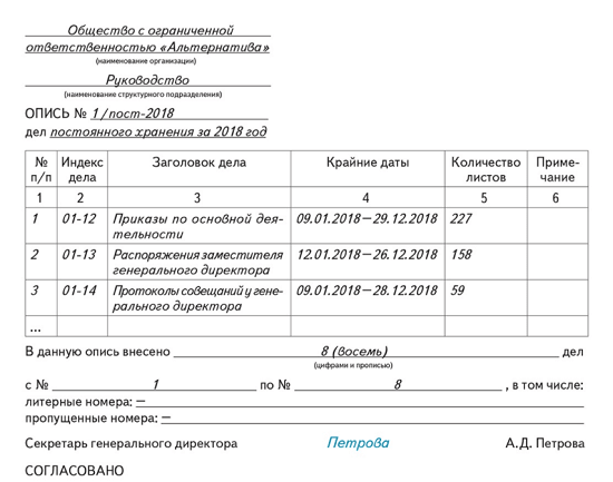 Опись дел