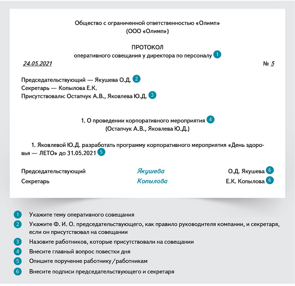 Протокол совещания